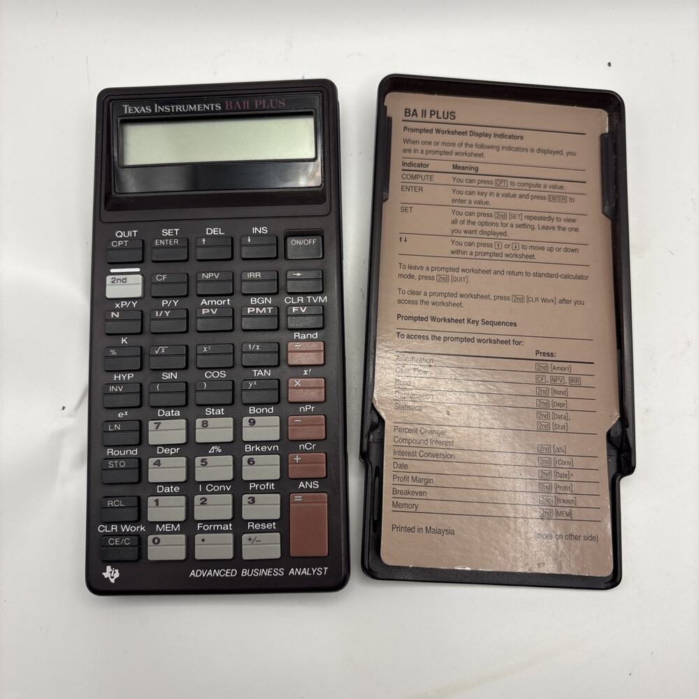 Texas Instruments BA II Plus Financial Calculator 1996 Vintage, Working